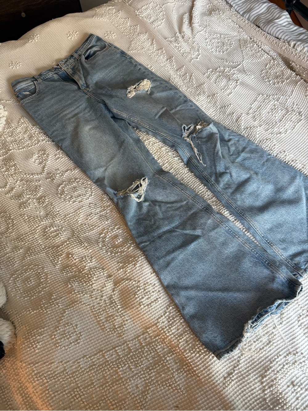 Levi's Light Blue Distressed Flare Jeans